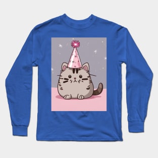 Cute pusheen New Year's party kitten Long Sleeve T-Shirt